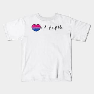 Bi-Sexual Pride Flag Heart + Heartbeat = Pride Design Kids T-Shirt